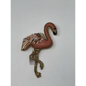 NEW VTG CHICO'S FLAMINGO - Brooch/Pin Mixed Metal/Stones/Leather